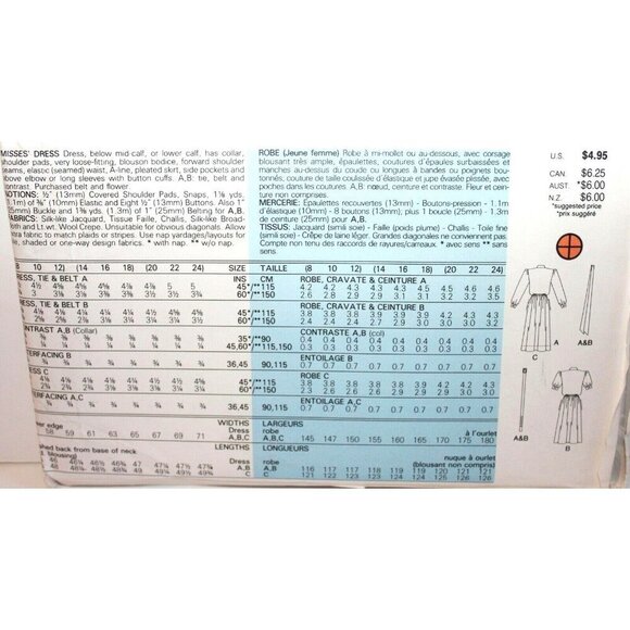 Butterick Sewing Pattern 3753 Dress Misses Size 14-18 Jean Nidetch - Picture 3 of 3